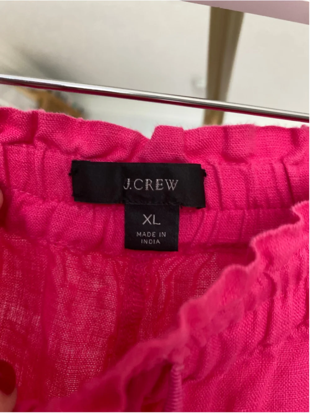 J.Crew Linen Wide Leg Pants Hot Pink Camel Coastal Drawstring Boho Luxe XL Beach